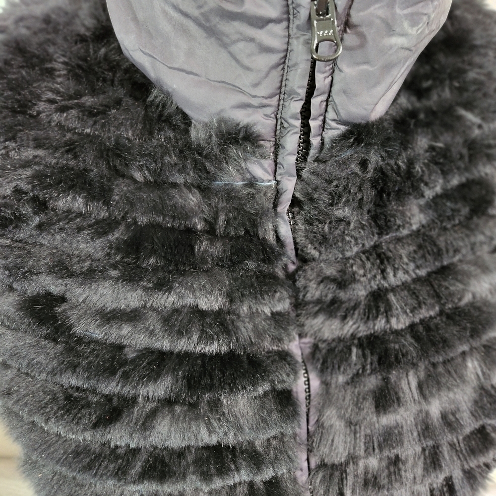 Athabasca Black Black Vest S Reversible Rabbit Fur Full Zip Down Feather Soft - Picture 8 of 14